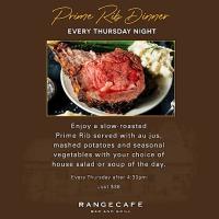 Prime Rib Dinner Every Thursday Night at Range Cafe, Peacock Gap